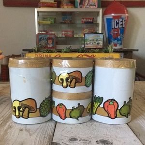 Vintage Cheinco Housewares Wicker Weave 4 Piece Canister Set (8 pcs. with lids)